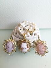 Set orecchini e collana antico cammeo conchiglia originale di Torre del Greco 