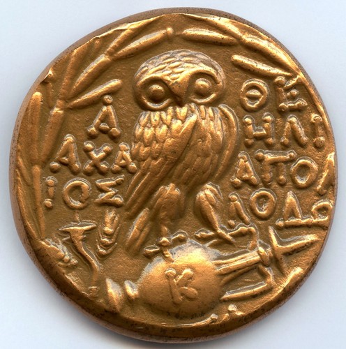 Francia minerva gufo - gufo, medaglia