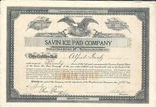 1903 PENNSYLVANIA Savin Ice Pad Co Certificato di Stock #8 Philadelphia