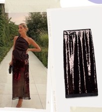  ZARA NEW BLACK  SEQUIN MIDI