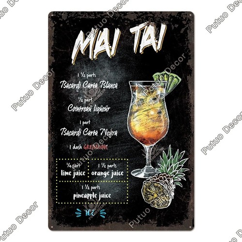 Insegna latta metallo mai tai - metallo,