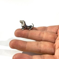 miniatura cane basset hound argento massiccio bicolore italiano vintage, marcato