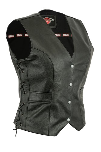 Gilet pelle donna fitted - in,