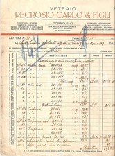 1935 TORINO Vetraio Carlo RECROSIO Cristalli Vetrate artistiche *Fattura 22x27