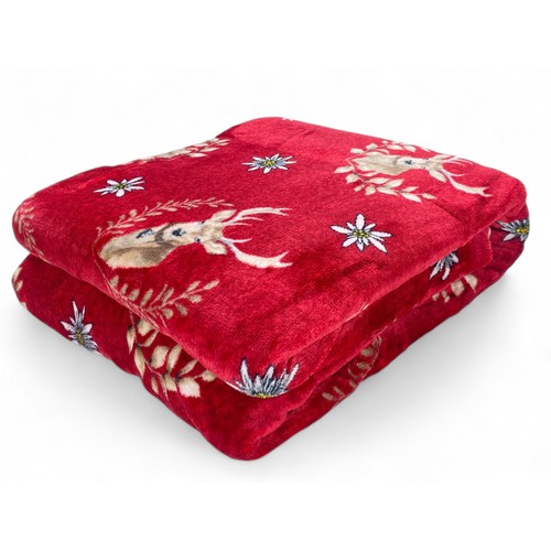 Plaid sherpa cervi rosso - plaid,