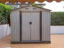 Outsunny Capanno Casetta da Giardino in Lamiera Utensili con Porta Scorrevoli