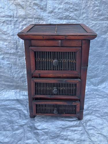 Asian burnt bamboo drawers - burnt, 3-drawers