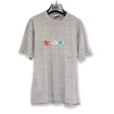 T shirt Reebok Vintage grigia con logo ricamato anni 90 - Taglia L uomo