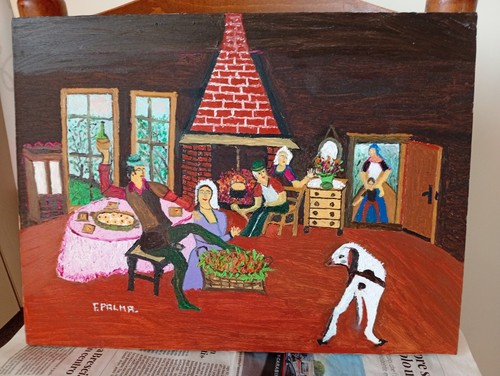 Quadro naif famiglia - quadro,
