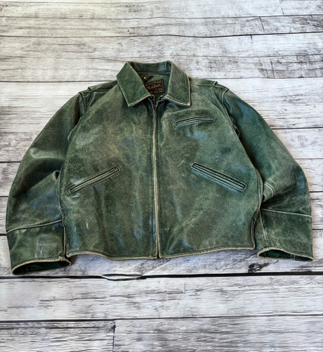 Giacca pelle verde lavata