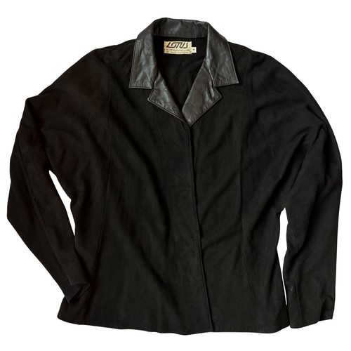 Giacca pelle nera minimalista