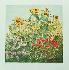FRANCO BOCCHI 70x70 serigrafia su carta " Girasoli " paesaggio estivo
