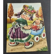 Cartolina con gli Occhi - Galbi - Anni 60 - Ed. Saemec - Bambina con Carrozzina