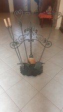 Set Attrezzi Camino In Ferro Battuto Artigianale Usato