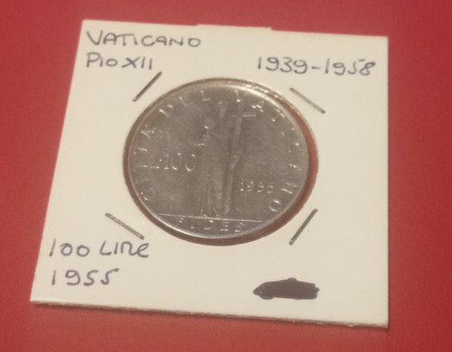Vaticano moneta 100 - lire, 1955