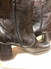 Stivale donna in pelle, tacco 50, nero, zip laterale, NUOVO , N. 38