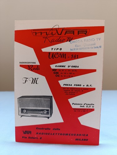 Brochure radio valvole mivar - brochure,