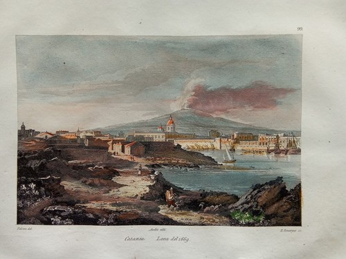 Catania etna sicilia incisione - sicilia,