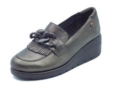 Melluso K55272W Cocoa Mocassini per Donna in pelle piombo con zeppa alta