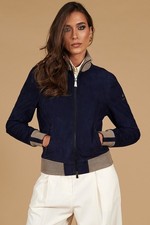 Bomber Pelle Scamosciata Blu