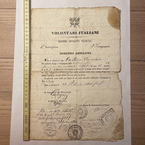 Storico documento 1866 - documento,