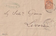 REGNO 23-01-1883 LETTERA VIAGGIATA TUNISI-LIVORNO AFFRANCATA CON 20 C. ESTERO