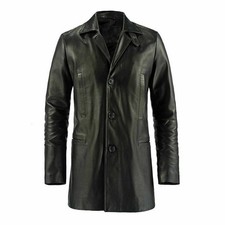 Trench coat pelle uomo cappotto giacca pelle di agnello biker trench coat cappotto lungo invernale