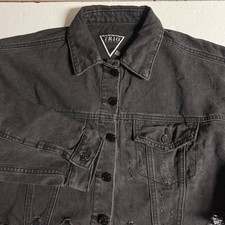 Giacca denim Trio Urban Blessed Virgin Mary grafica crop S/M