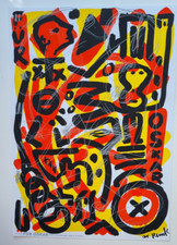 A.R. Penck "Für Oskar" mehrfarbiger Siebdruck 1990