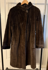 Cappotto pelliccia visone tosato marrone reversibile scanalato vero visone donna 10-12 designer