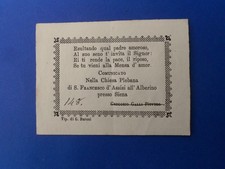 Santino Segno di Comunione Pasquale 1888 San Francesco d'Assisi Alberino Siena
