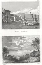 MESSINA, CARIDDI , incisione del 1837,  su passepartout