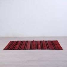 Tappeto passatoia Kilim in lana sui toni del rosso decori orientali 197x105 cm