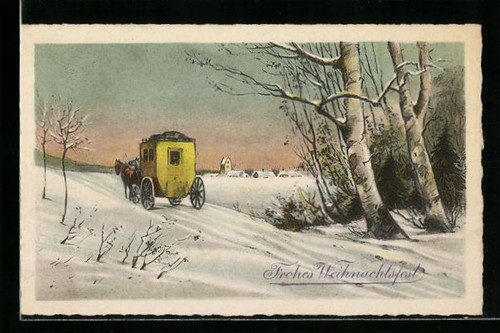 Diligenza nella neve fronte - diligenza, di
