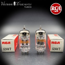 12AV7 RCA NOS NIB Black Plates Halo Getter Matched Pair Tubes Made in USA