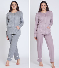 PIGIAMA DONNA APERTO DAVANTI E TASCHE IN CALDO COTONE NAZARENO GABRIELLI LUNGO