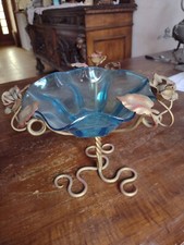 Portafrutta-Centrotavola vintage anni '70 in vetro colorato