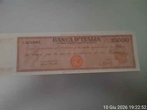 000 lire titolo provvisorio - lire,