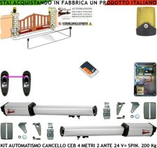 CANCELLO AUTOMATICO 4 MT 2 ANTE KIT AUTOMATISMO 2 MOTORI 24 V FOTOC FARO RADIOC