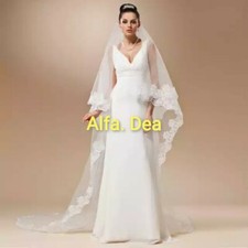 VELO VELI DA SPOSA ABITO DA SPOSA 3 METRI MATRIMONIO ricamo bianco 