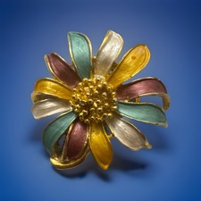 Spilla  Fiore in Metallo Smaltato anni'60