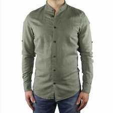 Mens Korean Neck Linen Slim