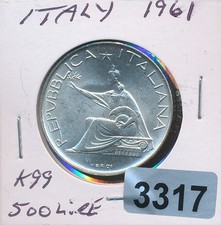 ITALY - 500 LIRE -  SILVER  -