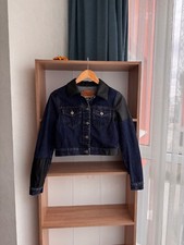 Giacca denim di lusso MCQ by Alexander Mcqueen W' cropped con pannelli in ecopelle