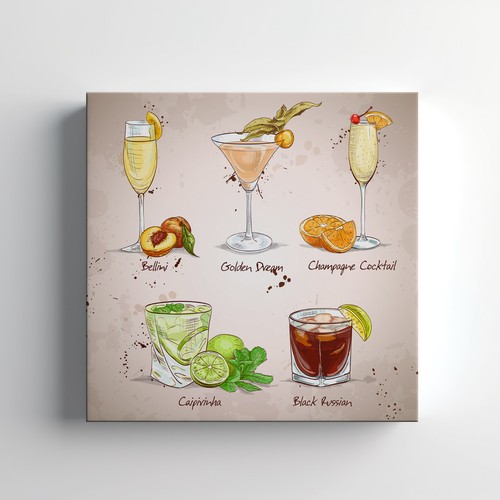 Collezione cocktails stampa - collezione, su