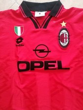 Maglia Rossa Milan 1996 1997 Manica Lunga Lotto Opel Taglia L
