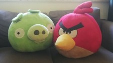 Due peluche pupazzi GIGANTI 60 CM ANGRY BIRDS - Uccello e maiale