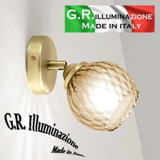 APPLIQUE MODERNA IN VETRO AMBRA 1 L. LAMPADA DA PARETE OTTONATA OPACA BAGNO Vale