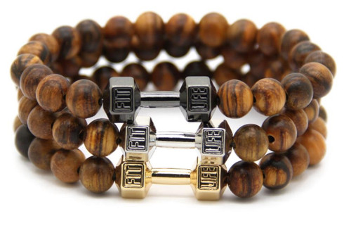 Bracciale fitness sfere legno - bracciale,