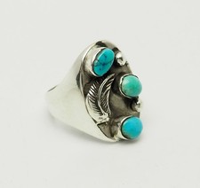 Vintage Fatto a Mano Sud-Ovest Argento Sterling Turchese Uomo Donna Anello Sz 10